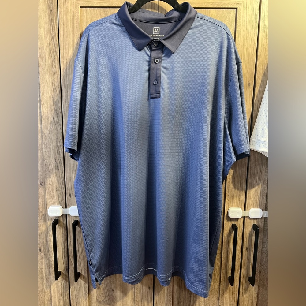 Mizzen+Main Men’s Versa Golf Polo - Size XXL Classic Fit Navy Texture Print